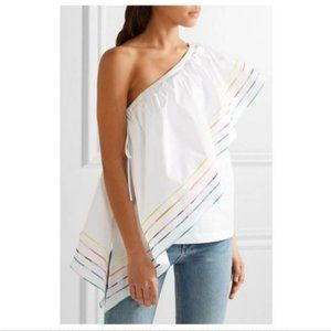 NWT Central Park West One Shoulder Ruffle Top White
